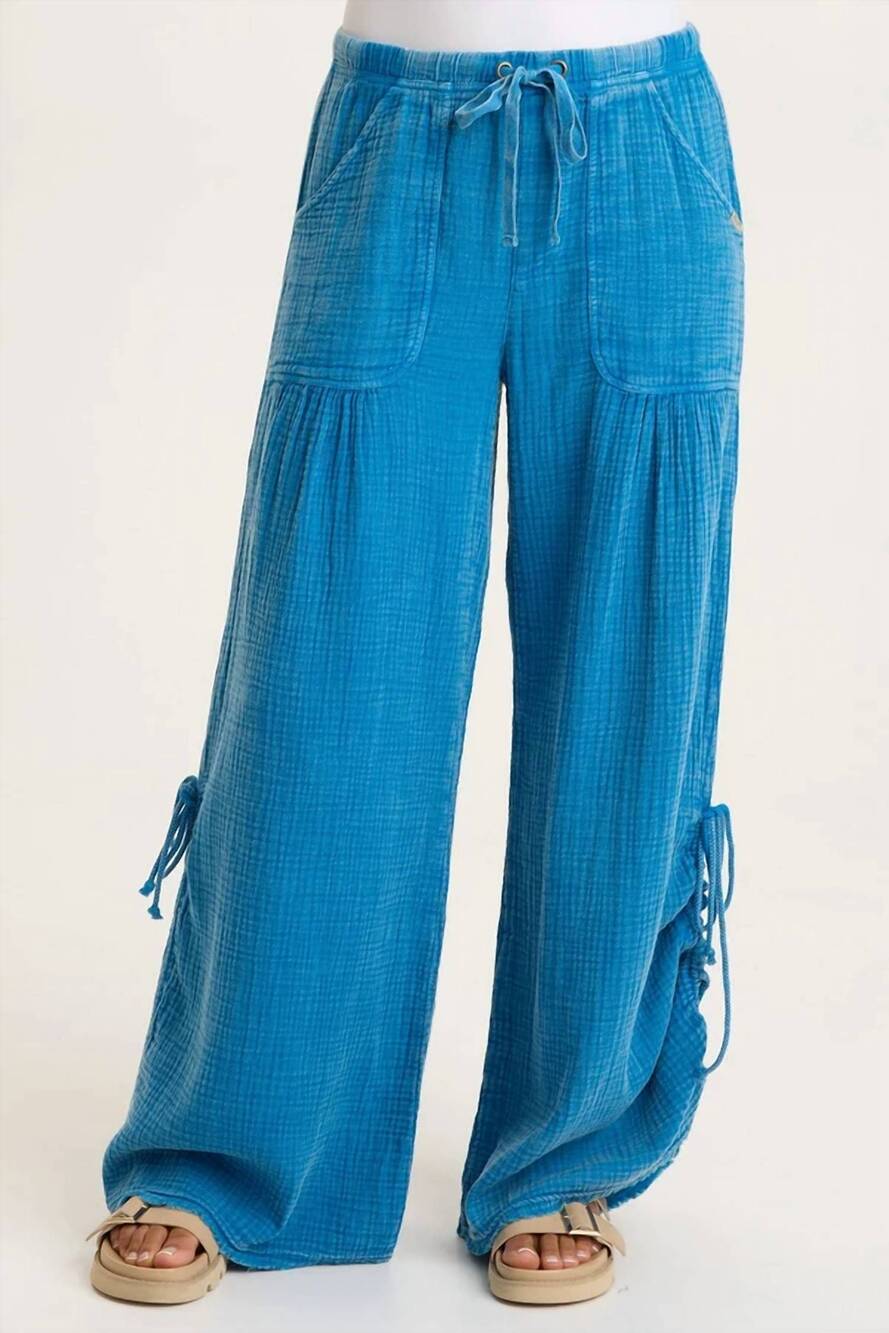 NEW XCVI muriel stripe gauze wide-leg pant in distress wash mykonos